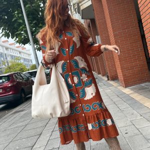 Vestido camisero con estampado