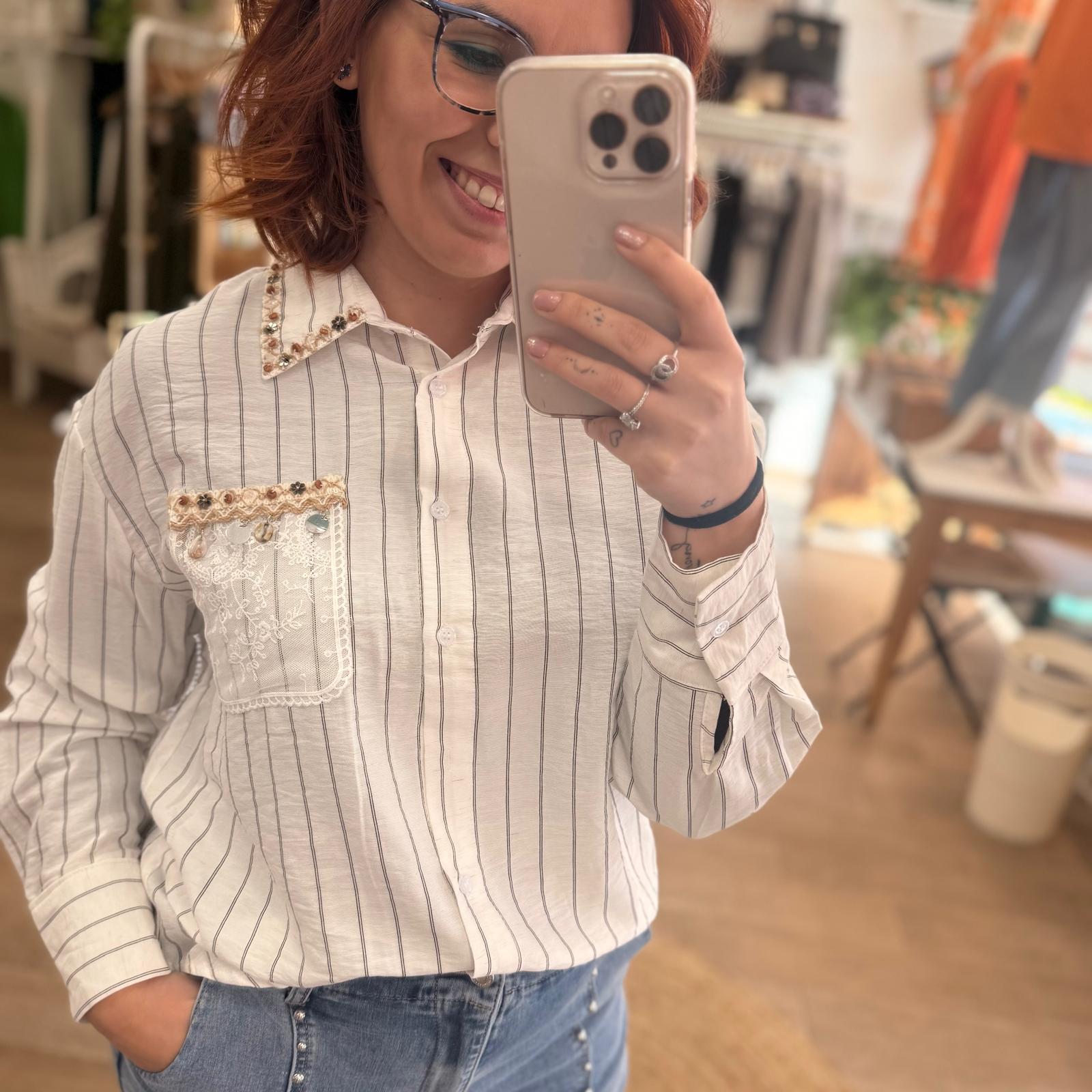 Camisa Rayas bordada - Imagen 2