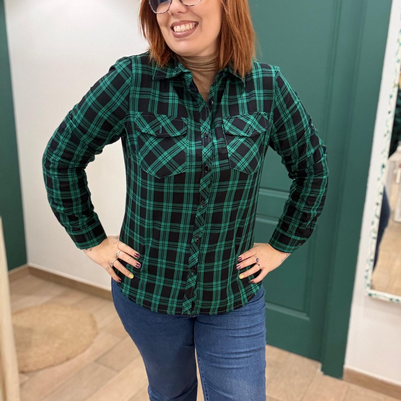 Camisa cuadros verde - Imagen 2