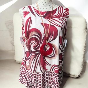 Camiseta sin mangas punto frío granate