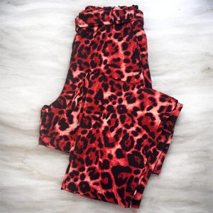 Pantalón fluido animal print rojo con cinturón