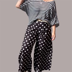 Pantalón palazzo lunares negros